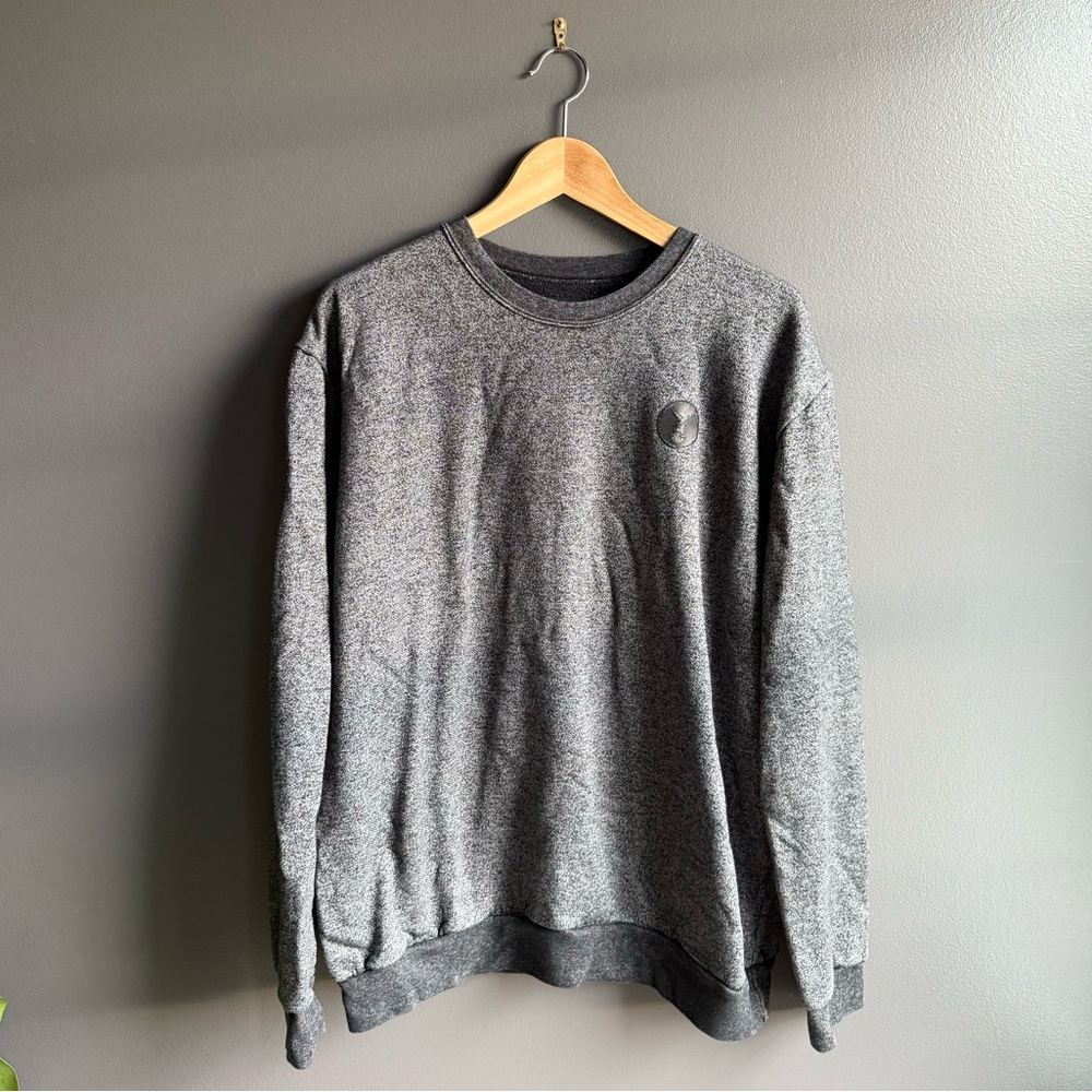 Tunaskin Men Dark Gray Heather Black Crew Neck Logo Crew Neck Sweatshirt Size XL